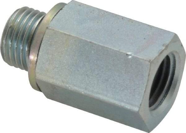 Voss - 1/4 Male Thread x 1/4 Female Thread, Zinc Plated Carbon Steel Industrial Pipe Adapter - MBSPP x FNPT - Apex Tool & Supply