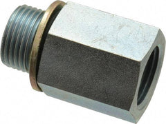 Voss - 3/8 Male Thread x 3/8 Female Thread, Zinc Plated Carbon Steel Industrial Pipe Adapter - MBSPP x FNPT - Apex Tool & Supply