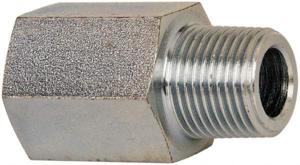 Voss - 3/8 Male Thread x 3/8 Female Thread, Zinc Plated Carbon Steel Industrial Pipe Adapter - MBSPT x FNPT - Apex Tool & Supply