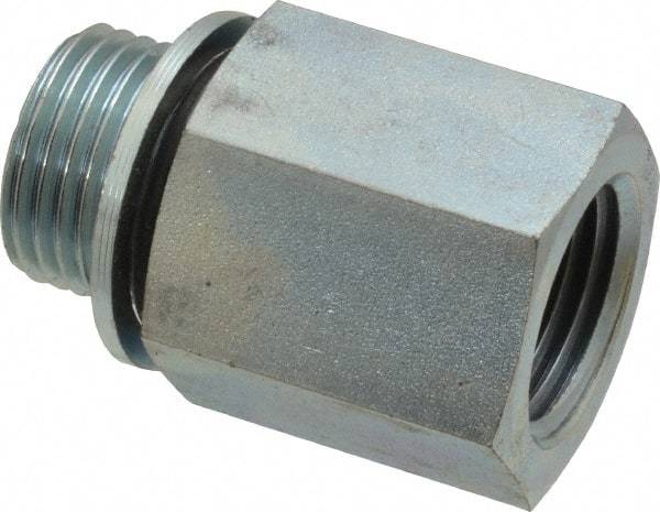 Voss - 1/2 Male Thread x 1/2 Female Thread, Zinc Plated Carbon Steel Industrial Pipe Adapter - MBSPP x FNPT - Apex Tool & Supply