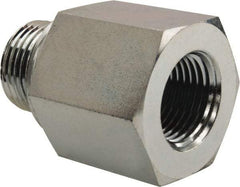 Voss - M18x1.5 Male Thread x 3/8 Female Thread, Zinc Plated Carbon Steel Industrial Pipe Adapter - Male Metric x FNPT - Apex Tool & Supply