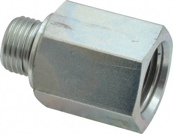 Voss - M16x1.5 Male Thread x 1/2 Female Thread, Zinc Plated Carbon Steel Industrial Pipe Adapter - Male Metric x FNPT - Apex Tool & Supply