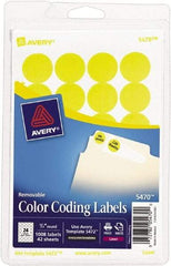 AVERY - 3/4" Wide x 3/4" Long, Neon Yellow Paper Color Coding Labels - For Laser/Inkjet Printers - Apex Tool & Supply