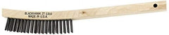 Blackhawk by Proto - 19 Rows x 3 Columns Steel Scratch Brush - 14" OAL, 1-3/16" Trim Length, Wood Curved Handle - Apex Tool & Supply