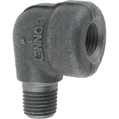 Made in USA - Size 1/4", Class 3,000, Forged Carbon Steel Black Pipe 90° Street Elbow - 3,000 psi, Threaded End Connection - Apex Tool & Supply
