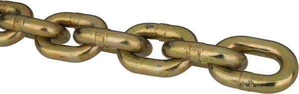 Peerless Chain - 3/8" Welded Transport Chain - 6,600 Lb Capacity, Grade 70, Cut to Length, Carbon Steel, Yellow Zinc Finish - Apex Tool & Supply