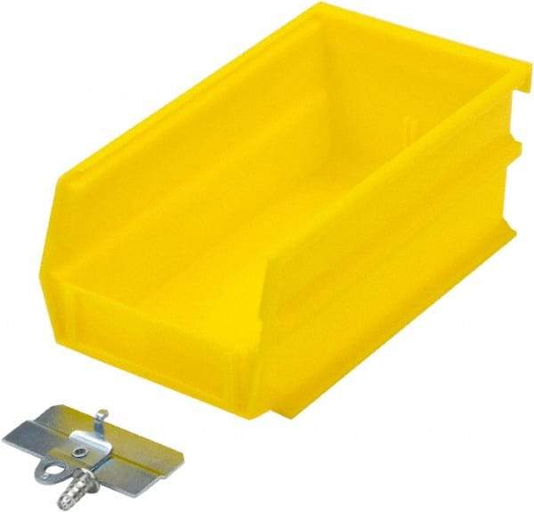 Triton - 7-3/8" Deep, Yellow Polypropylene Hopper Stacking Bin - 3" High x 4-1/8" Wide x 7-3/8" Long - Apex Tool & Supply