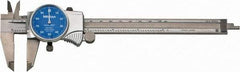 Mitutoyo - 0mm to 6" Range, 0.001" Graduation, 0.1" per Revolution, Dial Caliper - Blue Face, 1-9/16" Jaw Length, Accurate to 0.0010" - Apex Tool & Supply