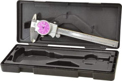 Mitutoyo - 0mm to 6" Range, 0.001" Graduation, 0.1" per Revolution, Dial Caliper - Purple Face, 1-9/16" Jaw Length, Accurate to 0.0010" - Apex Tool & Supply