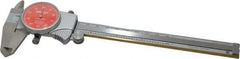 Mitutoyo - 0mm to 6" Range, 0.001" Graduation, 0.1" per Revolution, Dial Caliper - Red Face, 1-9/16" Jaw Length, Accurate to 0.0010" - Apex Tool & Supply