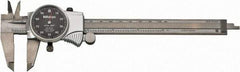 Mitutoyo - 0mm to 6" Range, 0.001" Graduation, 0.1" per Revolution, Dial Caliper - Black Face, 1-9/16" Jaw Length, Accurate to 0.0010" - Apex Tool & Supply
