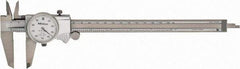 Mitutoyo - 8" Max, 0.001" Graduation, 0.1" per Revolution, Dial Caliper - White Face, 1.9688" Jaw Length, Accurate to 0.0020" - Apex Tool & Supply