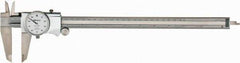 Mitutoyo - 0mm to 12" Range, 0.001" Graduation, 0.1" per Revolution, Dial Caliper - White Face, 2-1/2" Jaw Length, Accurate to 0.0020" - Apex Tool & Supply