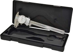 Mitutoyo - 0mm to 6" Range, 0.001" Graduation, 0.1" per Revolution, Dial Caliper - White Face, 1-9/16" Jaw Length, Accurate to 0.0010" - Apex Tool & Supply