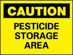 NMC - "Caution - Pesticide Storage Area", 7" Long x 10" Wide, Pressure-Sensitive Vinyl Safety Sign - Rectangle, 0.004" Thick, Use for Hazardous Materials - Apex Tool & Supply