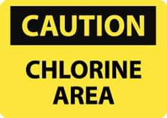 NMC - "Caution - Chlorine Area", 7" Long x 10" Wide, Pressure-Sensitive Vinyl Safety Sign - Rectangle, 0.004" Thick, Use for Hazardous Materials - Apex Tool & Supply