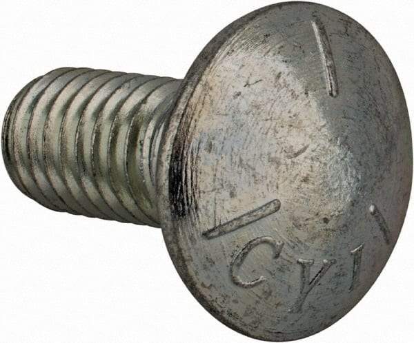Value Collection - 7/16-14 UNC 1" Length Under Head, Standard Square Neck, Carriage Bolt - Grade 5 Steel, Zinc-Plated Finish - Apex Tool & Supply