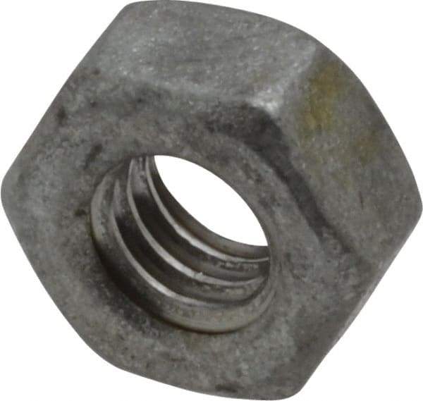 Value Collection - 1/4-20 UNC Steel Right Hand Hex Nut - 7/16" Across Flats, 7/32" High, Hot Dipped Galvanized Finish - Apex Tool & Supply
