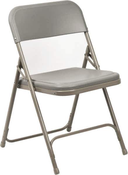 NPS - 18-3/4" Wide x 16-1/4" Deep x 29-3/4" High, Steel Folding Chair with Plastic Seat & Back - Gray with Gray Frame - Apex Tool & Supply