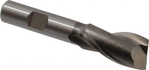 Hertel - 23/32", 1-5/16" LOC, 1/2" Shank Diam, 3-5/16" OAL, 2 Flute, High Speed Steel Square End Mill - Single End, Uncoated, Spiral Flute, 30° Helix, Centercutting, Right Hand Cut, Right Hand Flute - Apex Tool & Supply