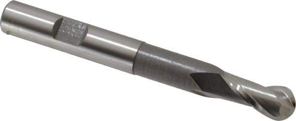 Hertel - 3/8" Diam, 3/4" LOC, 2 Flute Cobalt Ball End Mill - Uncoated, Single End, 3-5/16" OAL, 3/8" Shank Diam, Spiral Flute - Apex Tool & Supply