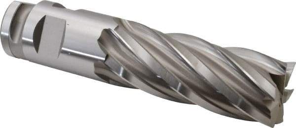 Hertel - 2", 5" LOC, 2" Shank Diam, 8-3/4" OAL, 6 Flute, Cobalt Square End Mill - Single End, Uncoated, Spiral Flute, 30° Helix, Centercutting, Right Hand Cut, Right Hand Flute - Apex Tool & Supply