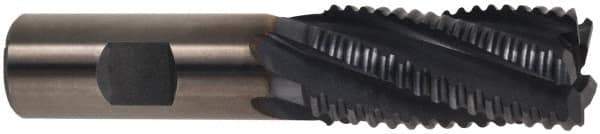 Hertel - 1" Diam, Coarse Pitch, 1" LOC, 5 Flute Cobalt Roughing Square End Mill - TiAlN Finish, 3-1/2" OAL, 1" Shank Diam, Single End, Centercutting, 30° Helix - Apex Tool & Supply