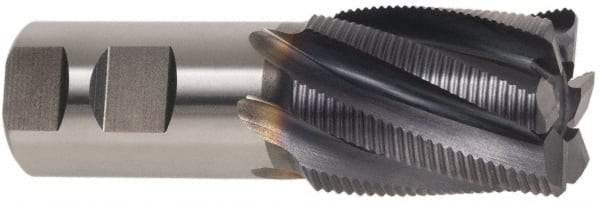 Hertel - 2" Diam, Coarse Pitch, 6" LOC, 8 Flute Cobalt Roughing Square End Mill - Uncoated, 9-3/4" OAL, 2" Shank Diam, Single End, 30° Helix - Apex Tool & Supply