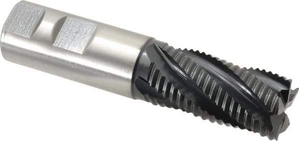 Hertel - 1" Diam, Coarse Pitch, 2" LOC, 5 Flute Cobalt Roughing Square End Mill - TiAlN Finish, 4-1/2" OAL, 1" Shank Diam, Single End, Centercutting, 30° Helix - Apex Tool & Supply