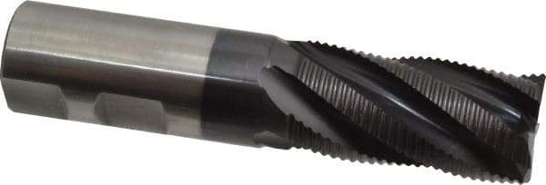 Hertel - 1" Diam, Fine Pitch, 2" LOC, 5 Flute Cobalt Roughing Square End Mill - TiAlN Finish, 4-1/2" OAL, 1" Shank Diam, Single End, Centercutting, 30° Helix - Apex Tool & Supply