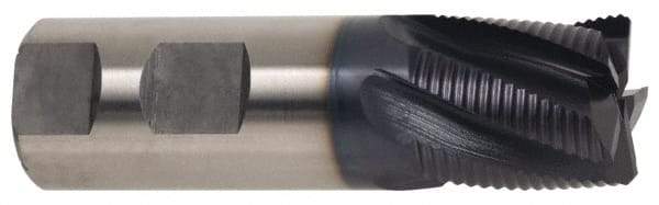 Hertel - 1" Diam, Fine Pitch, 1" LOC, 5 Flute Cobalt Roughing Square End Mill - TiAlN Finish, 3-1/2" OAL, 1" Shank Diam, Single End, Centercutting, 30° Helix - Apex Tool & Supply