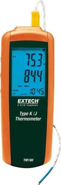 Extech - -328 to 2,501°F Digital Thermometer - LCD Display, K, J Thermocouple Sensor, 9V Battery Power - Apex Tool & Supply