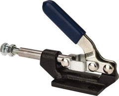 Gibraltar - 600 Lb Load Capacity, Flanged Base, Carbon Steel, Standard Straight Line Action Clamp - 0.22" Mounting Hole Diam, 0.43" Plunger Diam, Straight Handle - Apex Tool & Supply