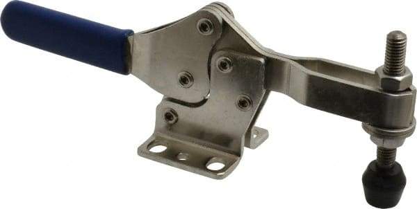 Gibraltar - 600 Lb Holding Capacity, Horizontal Handle, Manual Hold Down Toggle Clamp - 56° Handle Movement, 91° Bar Opening, U-Bar, Flanged Base, Electro-Plated Zinc, Stainless Steel - Apex Tool & Supply