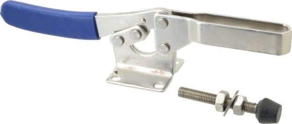 Gibraltar - 850 Lb Holding Capacity, Horizontal Handle, Manual Hold Down Toggle Clamp - 70° Handle Movement, 92° Bar Opening, U-Bar, Flanged Base, Electro-Plated Zinc, Stainless Steel - Apex Tool & Supply
