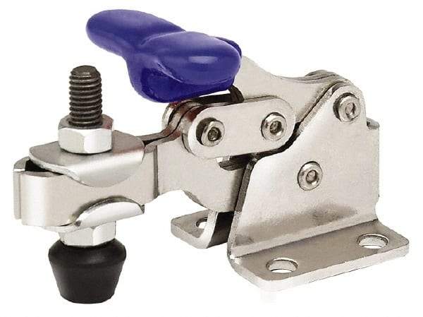 Gibraltar - 750 Lb Holding Capacity, Horizontal Handle, Manual Hold Down Toggle Clamp - 168° Handle Movement, 90° Bar Opening, U-Bar, Flanged Base, Electro-Plated Zinc, Stainless Steel - Apex Tool & Supply