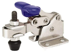 Gibraltar - 750 Lb Holding Capacity, Horizontal Handle, Manual Hold Down Toggle Clamp - 168° Handle Movement, 90° Bar Opening, U-Bar, Flanged Base, Electro-Plated Zinc, Stainless Steel - Apex Tool & Supply