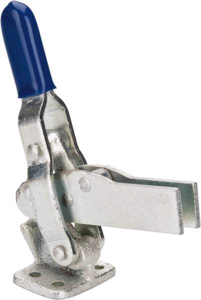 Gibraltar - 600 Lb Holding Capacity, Vertical Handle, Manual Hold Down Toggle Clamp - 85° Handle Movement, 71° Bar Opening, U-Bar, Flanged Base, Carbon Steel - Apex Tool & Supply