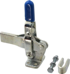 Gibraltar - 600 Lb Holding Capacity, Vertical Handle, Manual Hold Down Toggle Clamp - 66° Handle Movement, 75° Bar Opening, Solid Bar, Flanged Base, Electro-Plated Zinc, Carbon Steel - Apex Tool & Supply