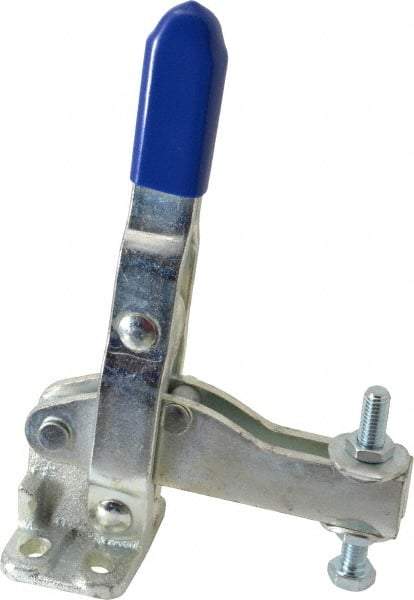 Gibraltar - 1,000 Lb Holding Capacity, Vertical Handle, Manual Hold Down Toggle Clamp - 64° Handle Movement, 76° Bar Opening, U-Bar, Flanged Base, Electro-Plated Zinc, Carbon Steel - Apex Tool & Supply