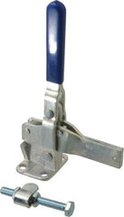 Gibraltar - 1,400 Lb Holding Capacity, Vertical Handle, Manual Hold Down Toggle Clamp - 66° Handle Movement, 78° Bar Opening, Solid Bar, Flanged Base, Electro-Plated Zinc, Carbon Steel - Apex Tool & Supply