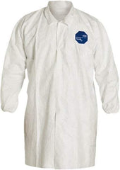 Dupont - Size 2XL White Disposable Chemical Resistant Lab Coat - Tyvek, Snap Front, Elastic Cuff - Apex Tool & Supply