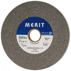 Merit Abrasives - 6" Diam, 1/2" Face Width, 1" Center Hole, Fine Grade, Silicon Carbide Deburring Wheel - Convolute, Hard Density 9 Grade, 6,000 RPM - Apex Tool & Supply
