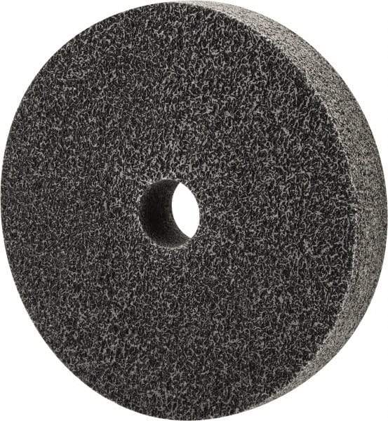 Merit Abrasives - 6" Diam, 1" Face Width, 1" Center Hole, Fine Grade, Silicon Carbide Deburring Wheel - Unitized, Medium Density 6 Grade, 5,000 RPM - Apex Tool & Supply