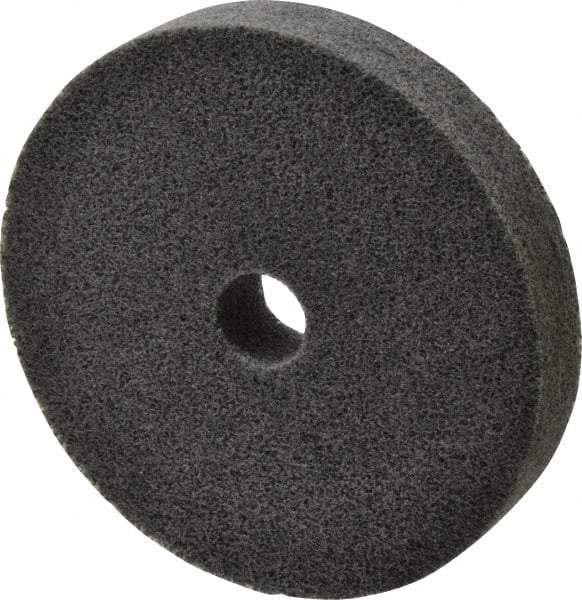 Merit Abrasives - 6" Diam, 1" Face Width, 1" Center Hole, Fine Grade, Silicon Carbide Deburring Wheel - Unitized, Soft Density 2 Grade, 5,000 RPM - Apex Tool & Supply