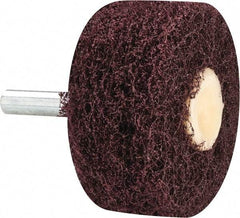 Merit Abrasives - 2" Diam, Medium Mounted Scrubber Buffing Wheel - 3 Ply, Medium Grade, 1/4" Shank Diam, 12,000 RPM - Apex Tool & Supply