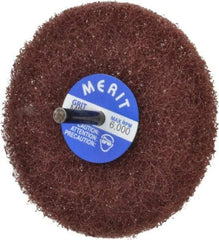 Merit Abrasives - 4" Diam, Medium Mounted Scrubber Buffing Wheel - 1 Ply, Medium Grade, 1/4" Shank Diam, 6,000 RPM - Apex Tool & Supply