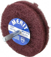 Merit Abrasives - 3" Diam, Medium Mounted Scrubber Buffing Wheel - 2 Ply, Very Fine Grade, 1/4" Shank Diam, 8,000 RPM - Apex Tool & Supply