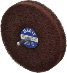 Merit Abrasives - 5" Diam, Medium Mounted Scrubber Buffing Wheel - 2 Ply, Very Fine Grade, 1/4" Shank Diam, 4,000 RPM - Apex Tool & Supply