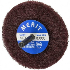 Merit Abrasives - 3" Diam, Medium Mounted Scrubber Buffing Wheel - 1 Ply, Medium Grade, 1/4" Shank Diam, 8,000 RPM - Apex Tool & Supply